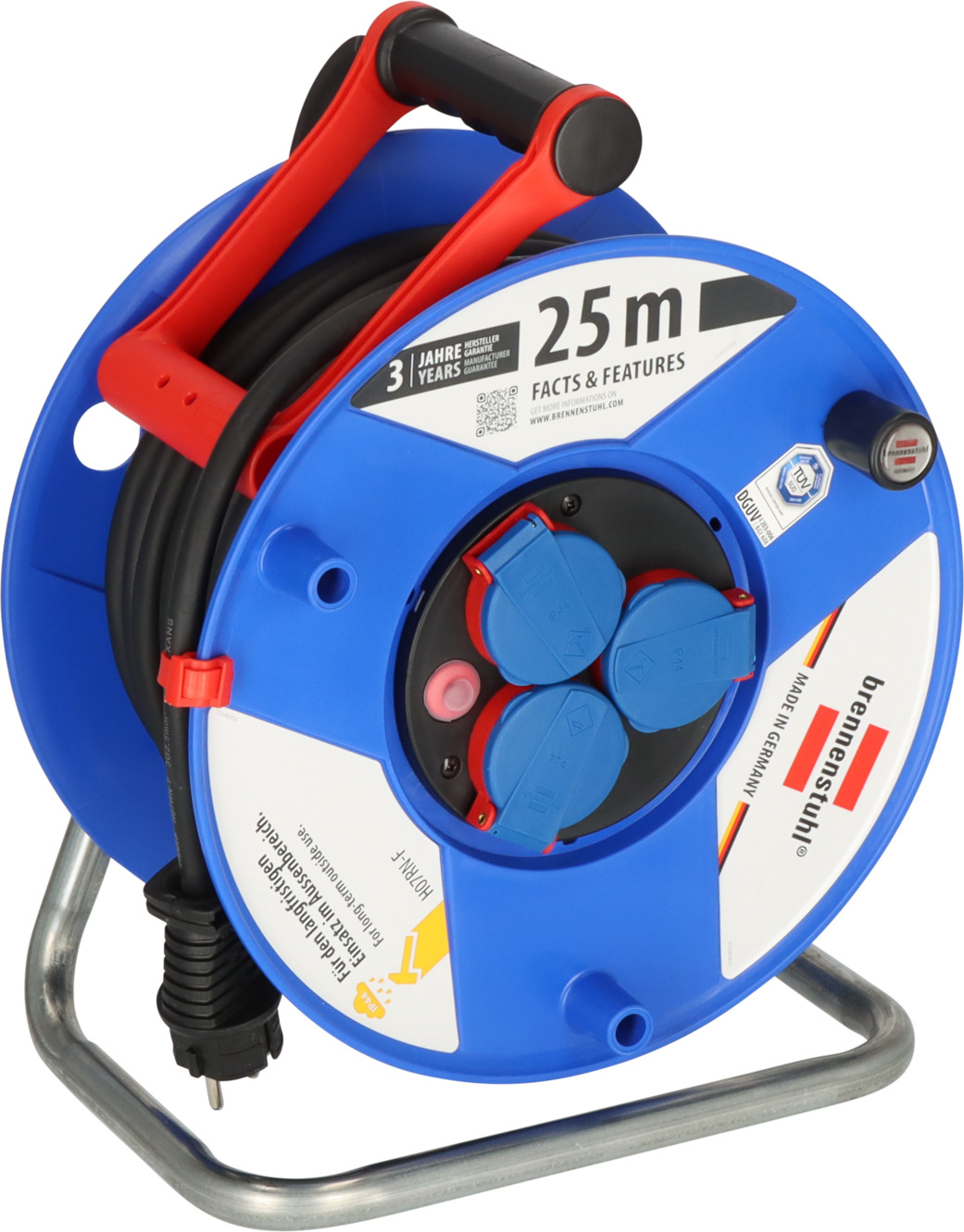 Hilark Professionnelle H07BQ-F 3x2.5 50m Electric Extension Cable Reel With Socket Block